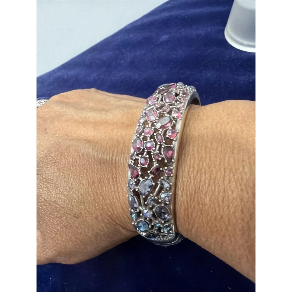 Brighton One Love Large Multi Color Crystal  bracelet Silver Tone .